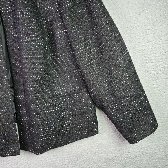 Nine West Open Front Black Sequin Blazer 20W Sparkle Statement Piece Lined Plus - Picture 9 of 16
